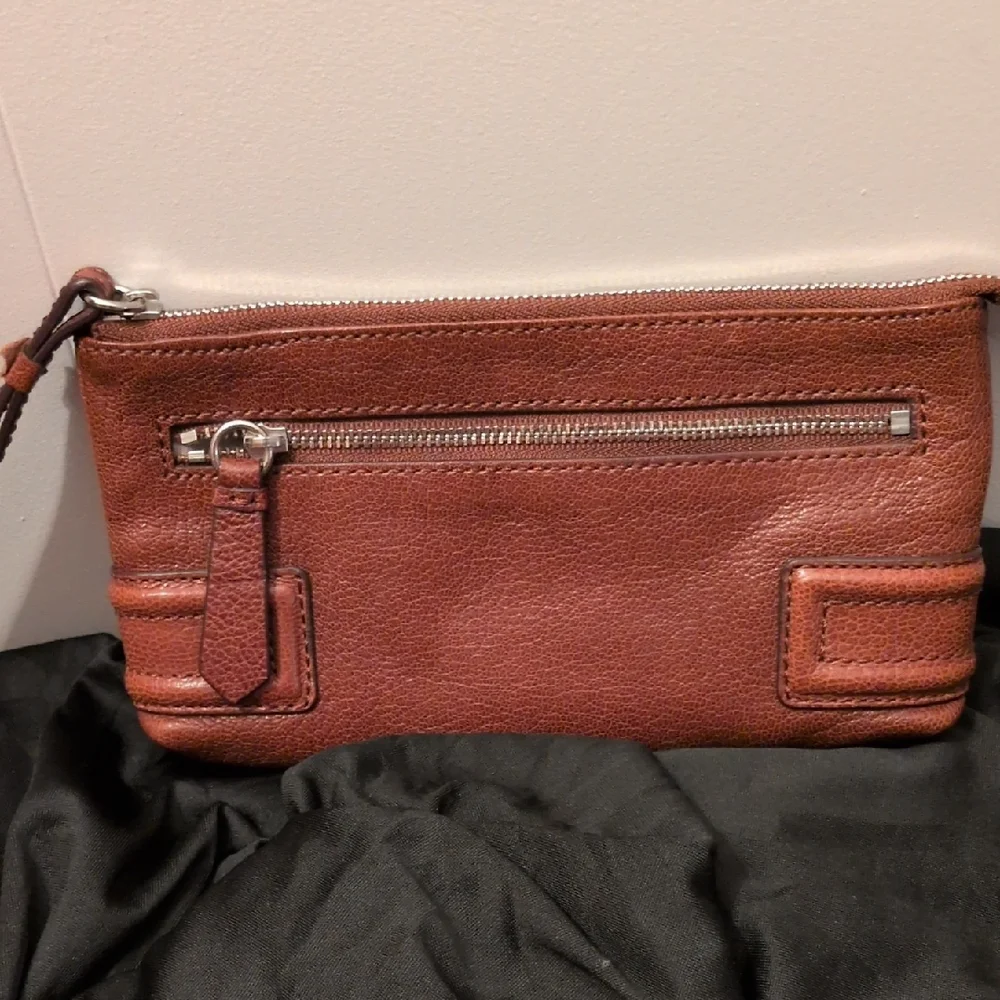 Vintage Cole Haan Brown Leather Wristlet Clutch